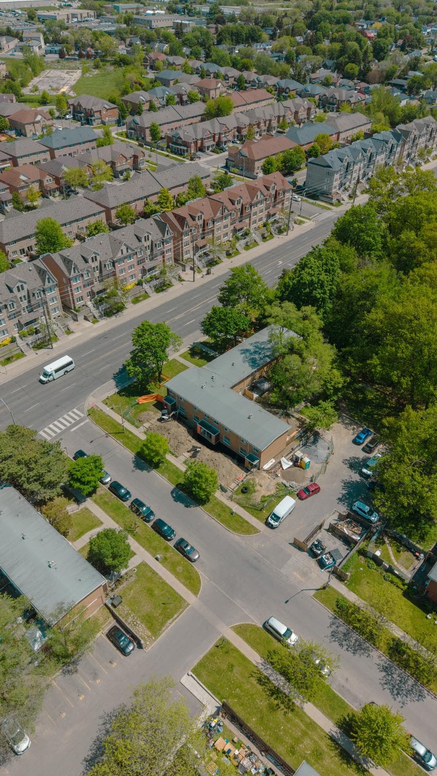 Aerial view of a Scarborough waterproofing site