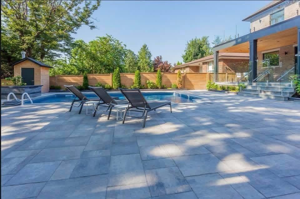 Finished poolside patio in Vaughan